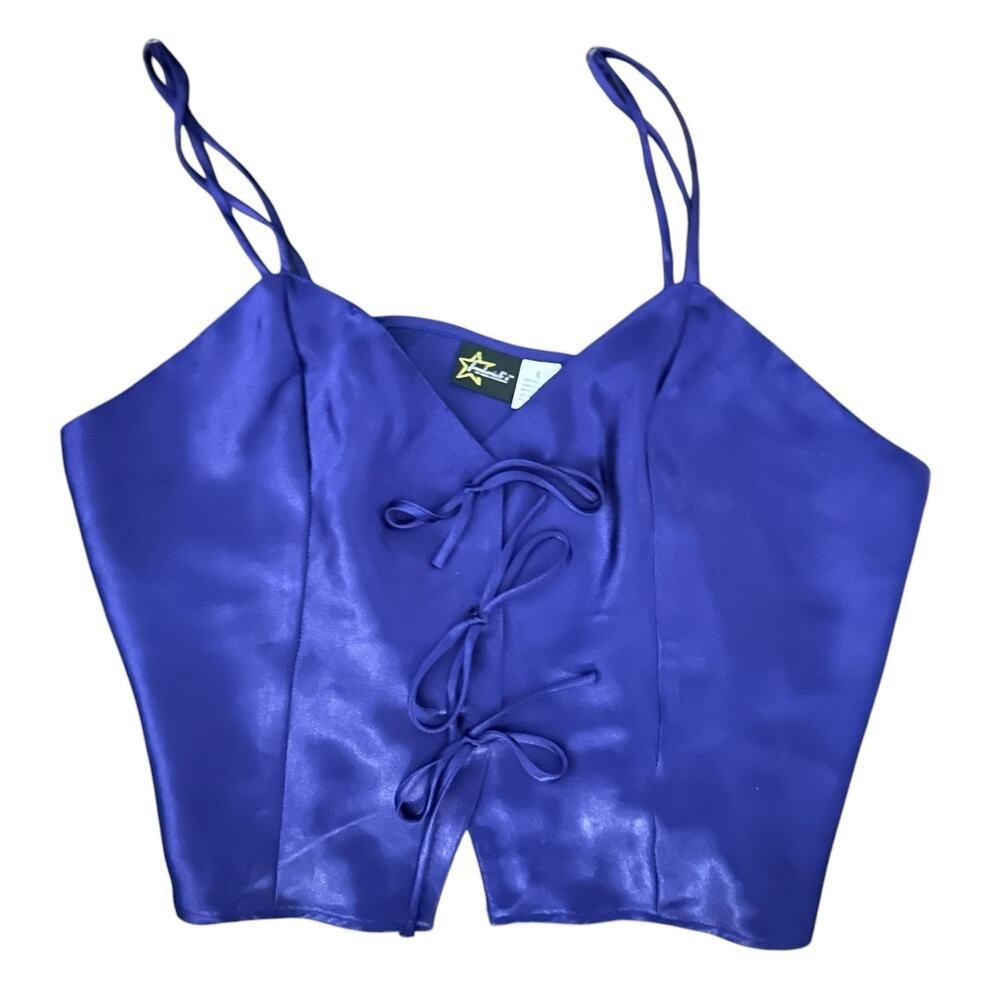 Vintage Fredericks of Hollywood Purple Satin Tie Tank Top Size L